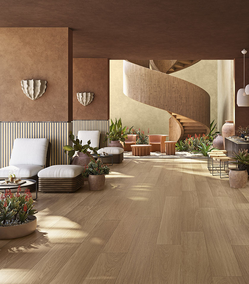 Découvrez comment les surfaces effet bois Lea Ceramiche transforment les intérieurs en espaces chaleureux, harmonieux et contemporains, entre nature, confort et design.